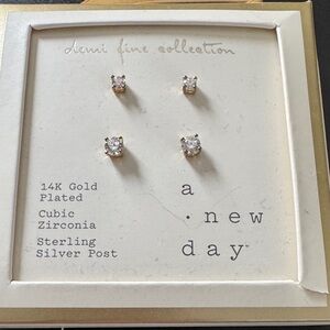 Gold and CZ Earrings